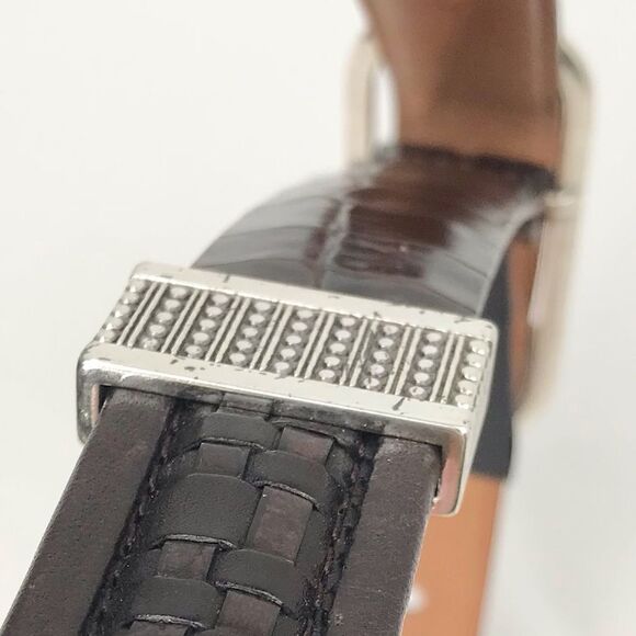 Brighton Brown Leather Weave and Reptile Pattern Belt - Picture 7 of 13